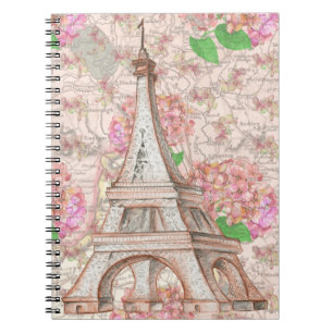 Caderno Espiral Paris Sonha em Flores Rosa