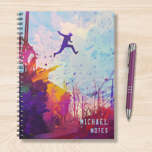 Caderno Espiral Parkour Urban Free Running Modern Art Personalizad