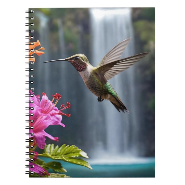 Caderno Espiral Parque de Cascata de Hummingbird (Frente)