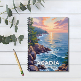 Caderno Espiral Parque Nacional Acadia | Maine Painting Viagem Art