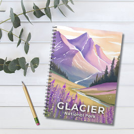 Caderno Espiral Parque Nacional da Geleira | Aquarela de Lavanda d