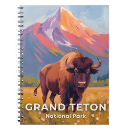 Caderno Espiral Parque Nacional Grand Teton | Arte de Viagem de Bi