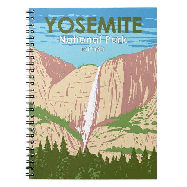 Caderno Espiral Parque Nacional Yosemite California Waterfall (Frente)