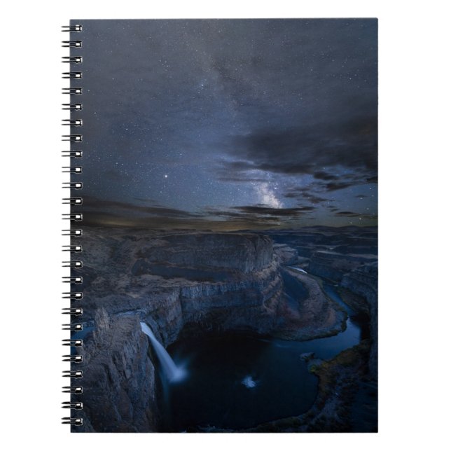 Caderno Espiral Parque Palouse Falls e Via Láctea | Estado de Wash (Frente)