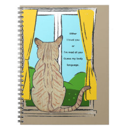 Caderno Espiral Parte de trás do gato confiando ou louco
