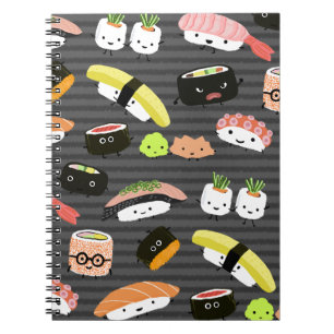 Caderno Espiral Partido Sushi - Rolls Sushi, Sashimi, Wasabi, Ging