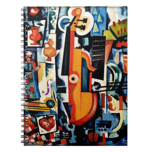 Caderno Espiral Parto de Viola Bom Menage, Cubismo, (Frente)