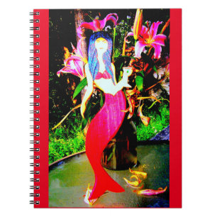 Caderno Espiral partying vermelho da sereia
