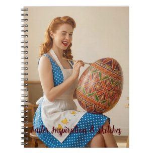 Caderno Espiral Páscoa Artista Retro Ginger Girl Bloco de Notas