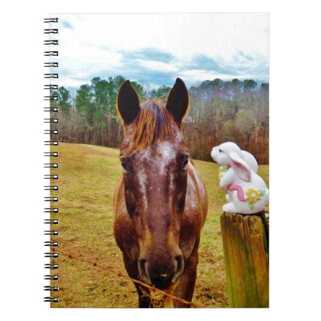 Caderno Espiral Páscoa Bunny e Cavalo Marrom (Frente)