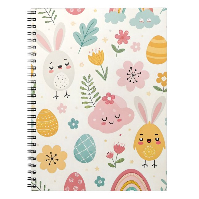 Caderno Espiral Páscoa Bunny Pattern (Frente)