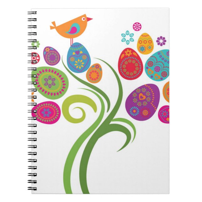 Caderno Espiral Páscoa com ovos coloridos e flores (Frente)