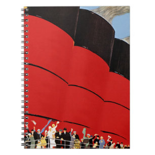 Caderno Espiral Passageiros Vintage de cruzeiros acenando tchau