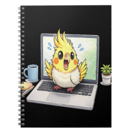 Caderno Espiral Passarinho Cacatua Fofo no Notebook do Laptop