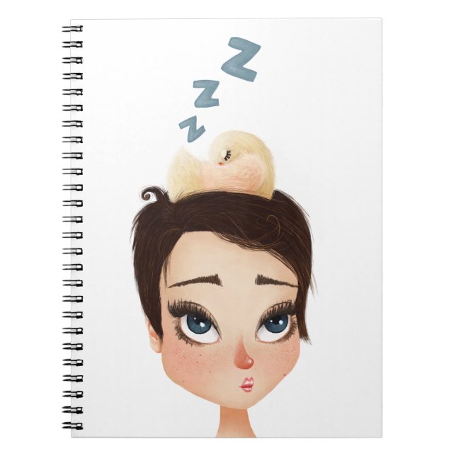 Caderno Espiral Passarinho Dormindo numa Pixie (Frente)