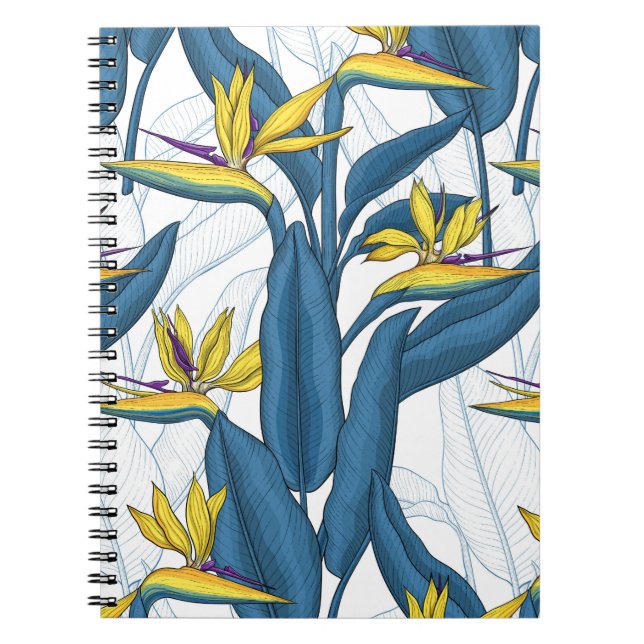 Caderno Espiral Pássaro das flores do paraíso em branco (Frente)