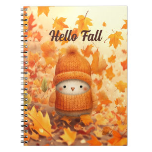 Caderno Espiral Pássaro de outono bonito vestido para outono
