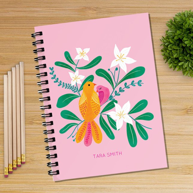Caderno Espiral Pássaro desenhado à mão e notebook flexível (Criador carregado)
