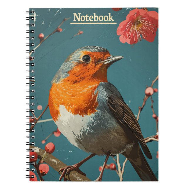 Caderno Espiral Pássaro do peito vermelho Robin (Frente)