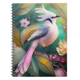 Caderno Espiral Pássaro Fantasia Branca - Blush Tail Jay