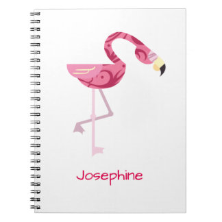 Caderno Espiral Pássaro Flamingo Rosa Personalizado