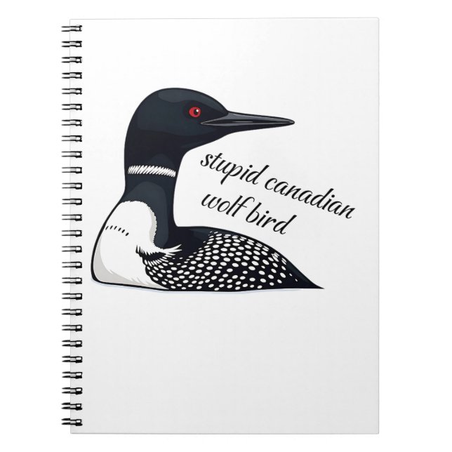 Caderno Espiral Pássaro Lobo Canadense Idiota Engraçado (Frente)