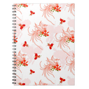 Caderno Espiral Pássaro Phoenix E Flor Phoenix Sem Olho