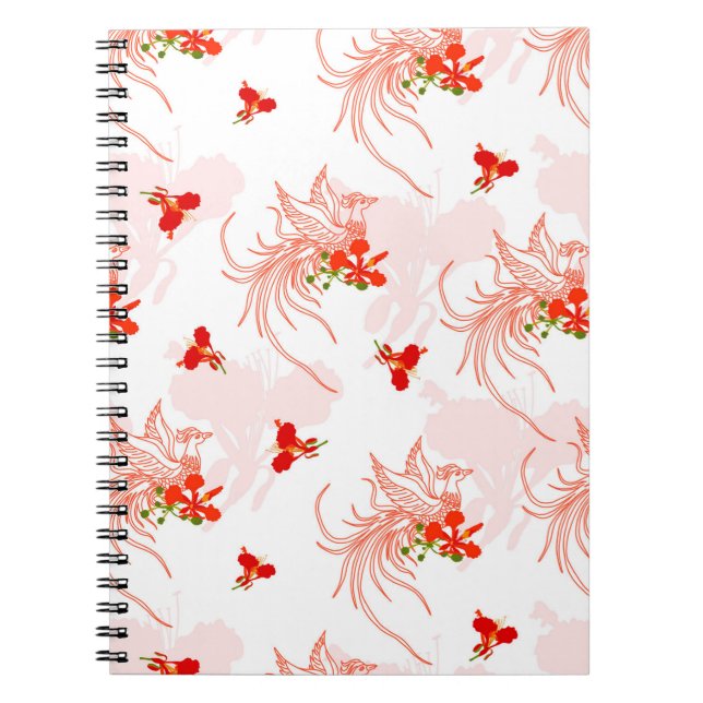 Caderno Espiral Pássaro Phoenix E Flor Phoenix Sem Olho (Frente)