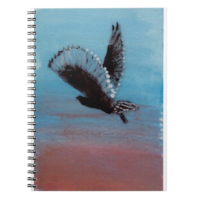 Caderno Espiral Pássaro pintando Coruja do Sol (Frente)