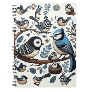 Caderno Espiral Pássaros Azuis Quirky