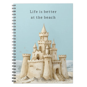 Caderno Espiral Pássaros da Praia do Oceano Céu Azul Castelo de Ar