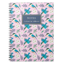 Pássaros de Martim-pescador Rosa Fofo Padrão Flora