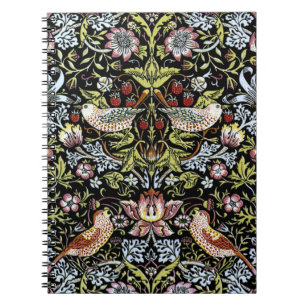 Caderno Espiral Pássaros de William Morris e flores 2