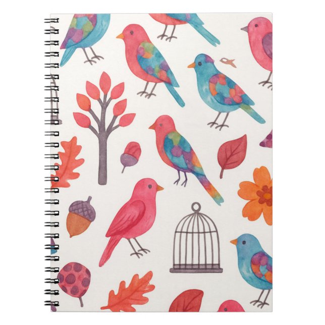 Caderno Espiral  Pássaros e Flores DESING (Frente)