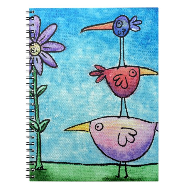 Caderno Espiral Pássaros Empilhados (Frente)