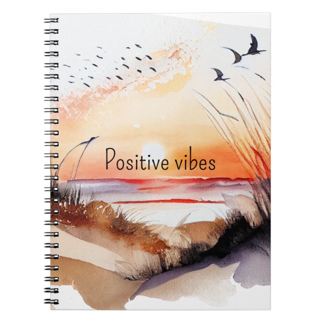 Caderno Espiral Pássaros Positivos Vibes Beach (Frente)