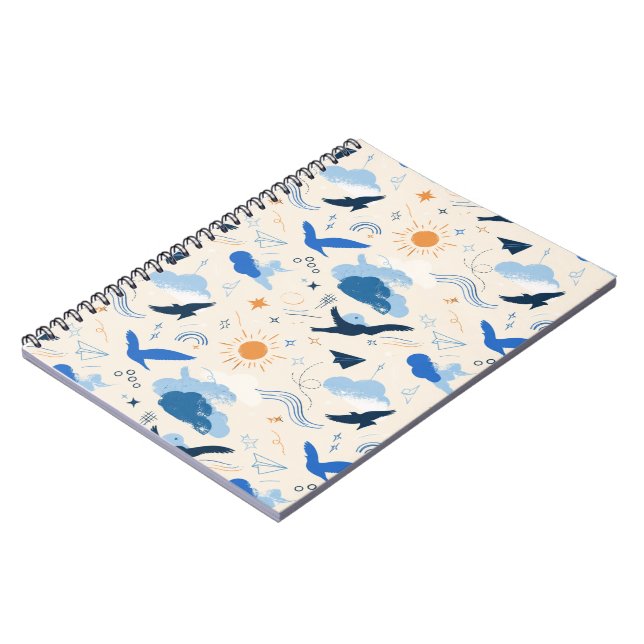 Caderno Espiral Pássaros Sonhadores e Nuvens (Left Side)