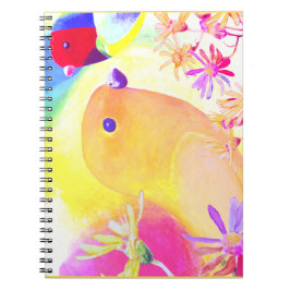 Caderno Espiral Pássaros Vibrantes de Tie-Dye