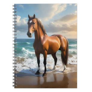 Caderno Espiral **"Passeio Majestoso: Cavalo Marrom Orgulhoso na P