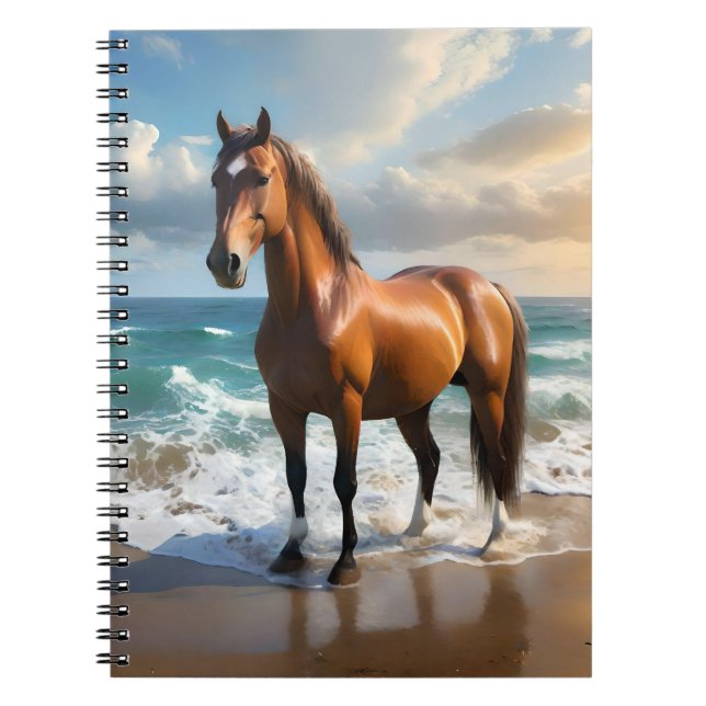 Caderno Espiral **"Passeio Majestoso: Cavalo Marrom Orgulhoso na P (Frente)
