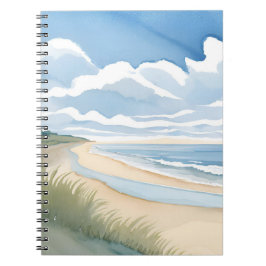 Caderno Espiral Passeio pela Praia | Aquarela do Oceano Costeiro