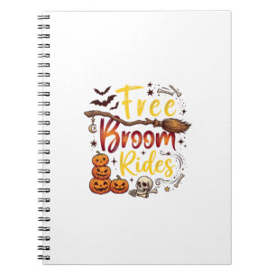 Caderno Espiral Passeios de Vassoura Grátis Abóboras de Halloween