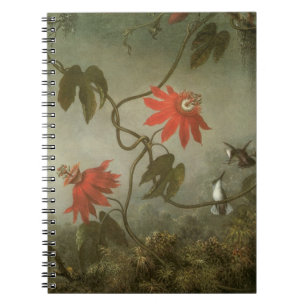 Caderno Espiral Passion Flowers e Hummingbird por Martin J Heade