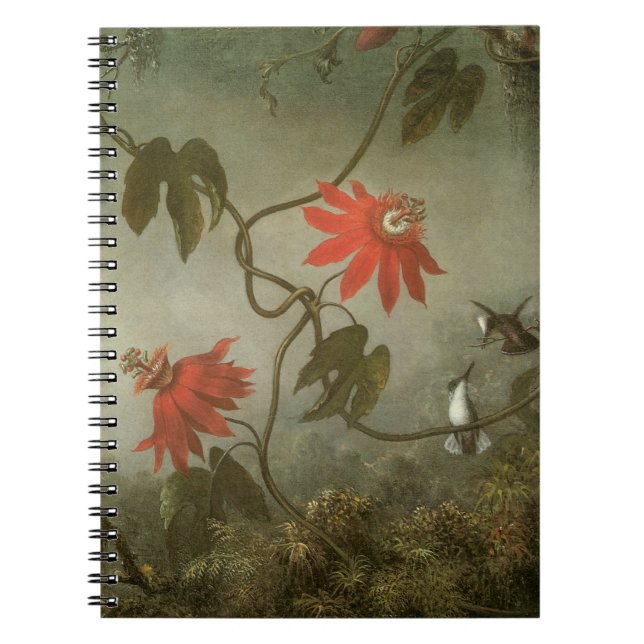 Caderno Espiral Passion Flowers e Hummingbird por Martin J Heade (Frente)