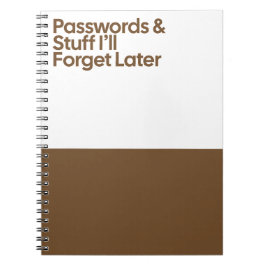 Caderno Espiral Passwords Funny Memory Notebook