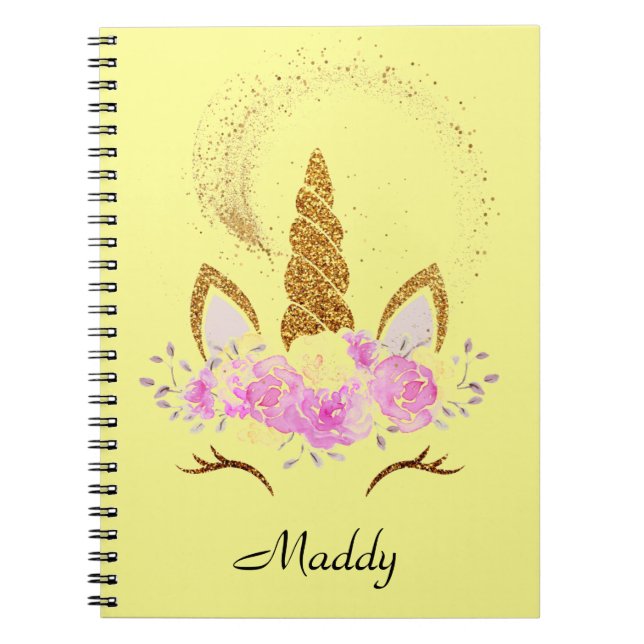 CADERNO ESPIRAL PASTA DE BOLSO DE UNICÓRNIO ROSA (Frente)