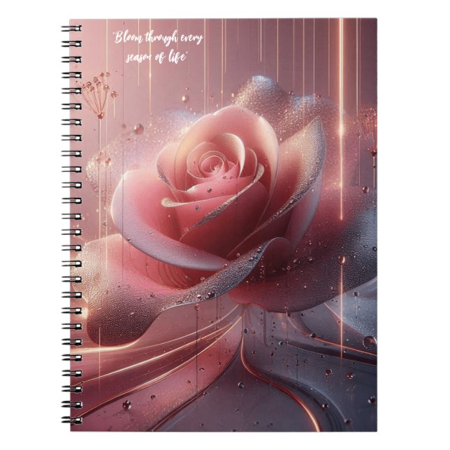 Caderno Espiral Pasta de flores rosa (Frente)