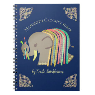 Caderno Espiral Pasta do teste padrão dos artesanatos do elefante