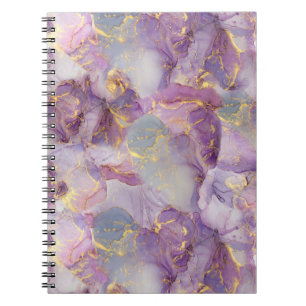 Caderno Espiral Pasta Lilac, Azul e Dourado Padrões do Mármaco