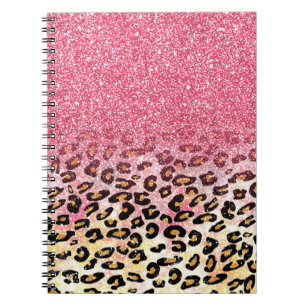 Caderno Espiral Pasta rosa-pinto-pinto-claro, impressão em animai